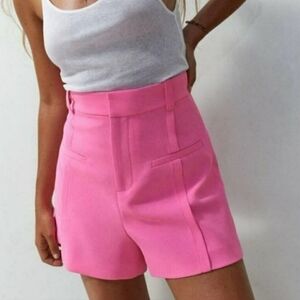 Zara High Waisted Hot Pink Dress Shorts SzXS